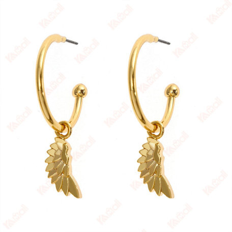 gold plated feather stud earrings
